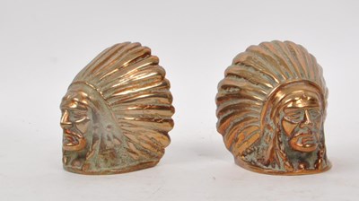 Lot 248 - TWO VINTAGE BRASS NATIVE AMERICAN BOOK ENDS