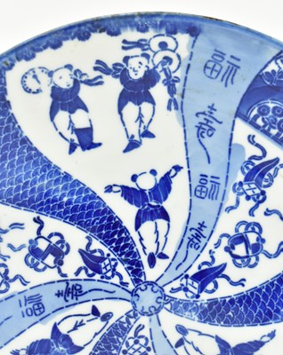 Lot 148 - JAPANESE MEIJI PERIOD BLUE AND WHITE CHARGER 明治 青花"财子寿"盘