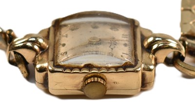 Lot 331 - 9CT GOLD ROTARY WATCH ON PLATED STRAP AF