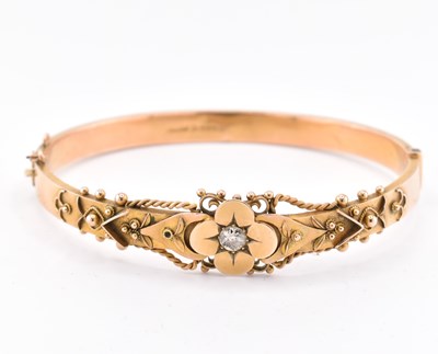 Lot 23 - EARLY 20TH CENTURY 9CT GOLD & DIAMOND BANGLE