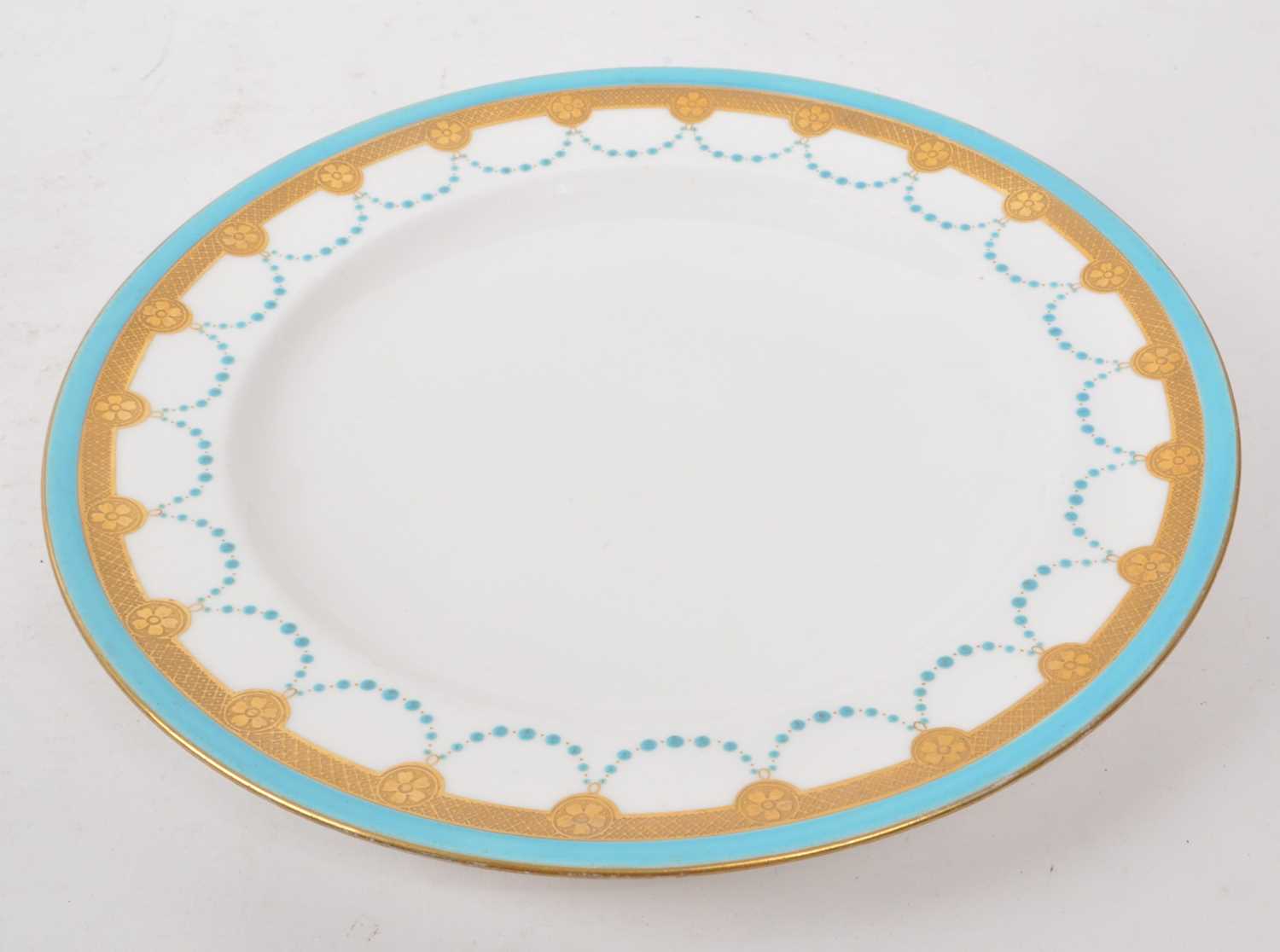 Lot 43 - MINTONS - 19TH CENTURY JEWELLED BLUE AND WHITE PLATE