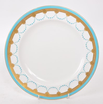 Lot 43 - MINTONS - 19TH CENTURY JEWELLED BLUE AND WHITE PLATE