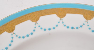 Lot 43 - MINTONS - 19TH CENTURY JEWELLED BLUE AND WHITE PLATE