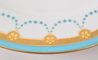 Lot 43 - MINTONS - 19TH CENTURY JEWELLED BLUE AND WHITE PLATE