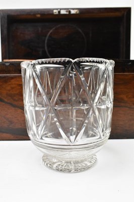 Lot 145 - EARLY 19TH CENTURY ROSEWOOD TEA CADDY WITH GLASS BOWL