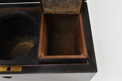 Lot 145 - EARLY 19TH CENTURY ROSEWOOD TEA CADDY WITH GLASS BOWL