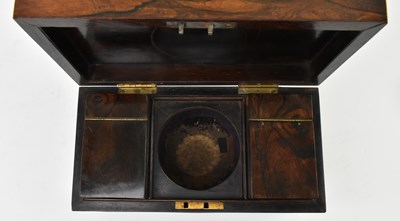 Lot 145 - EARLY 19TH CENTURY ROSEWOOD TEA CADDY WITH GLASS BOWL