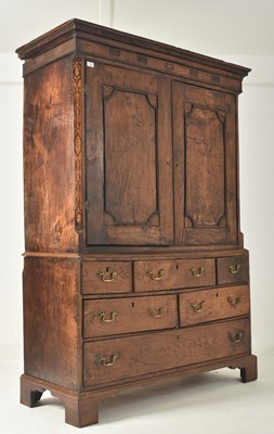 Lot 267 - 18TH CENTURY OAK & MARQUETRY INLAID LIVERY CUPBOARD PRESS