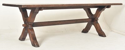 Lot 292 - 17TH CENTURY REVIVAL LARGE OAK REFECTORY FARMHOUSE DINING TABLE