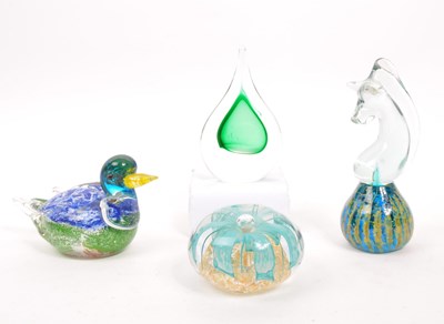 Lot 10 - COLLECTION OF FOUR STUDIO GLASS PAPERWEIGHTS INCL. MARIAN PYRCAK