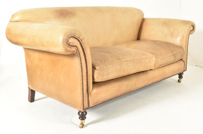 Lot 303 - LEATHER CHAIRS OF BATH - 20TH CENTURY LEATHER & OAK CHESTERFIELD SOFA