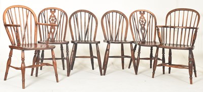 Lot 298 - MATCHED SET OF SIX VICTORIAN & LATER OAK WINDSOR DINING CHAIRS