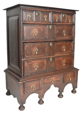 Lot 263 - LATE 17TH CENTURY OAK CHEST OF DRAWERS ON STAND- TALLBOY