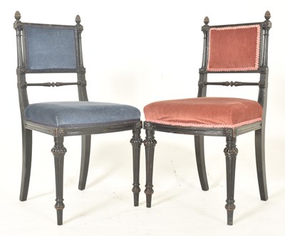 Lot 312 - PAIR OF AESTHETIC MOVEMENT 19TH CENTURY EBONY PARLOUR CHAIRS