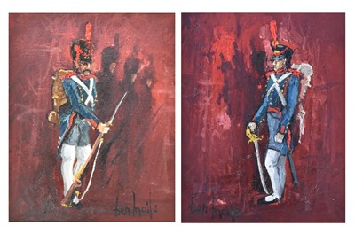 Lot 317 - BEN MAILE (1922-2017) - SOLDIERS - PAIR OF OIL ON CANVAS PAINTINGS