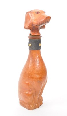 Lot 251 - LEATHER VINTAGE DOG DECANTER