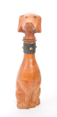 Lot 251 - LEATHER VINTAGE DOG DECANTER
