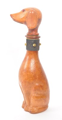 Lot 251 - LEATHER VINTAGE DOG DECANTER