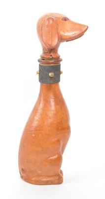 Lot 251 - LEATHER VINTAGE DOG DECANTER