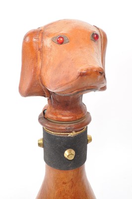 Lot 251 - LEATHER VINTAGE DOG DECANTER
