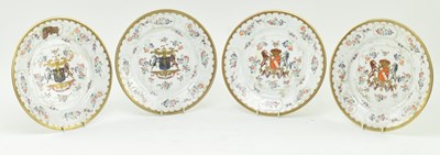 Lot 52 - FOUR 19TH CENTURY FRENCH EDME SAMSON ARMORIAL PORCELAIN PLATES