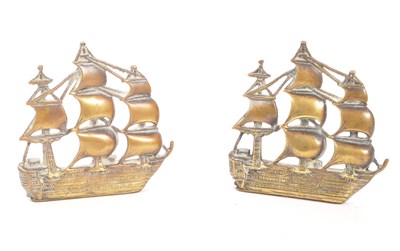 Lot 215 - PAIR OF EARLY 20TH CENTURY 1920S BRASS SHIP BOOKENDS