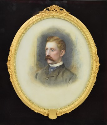 Lot 12 - DICKINSON & FOSTER - VICTORIAN CASED PORTRAIT OF A GENTLEMAN ON PORCELAIN