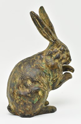 Lot 166 - 20TH CENTURY CAST BRONZE FIGURINE PAPERWEIGHT OF A HARE