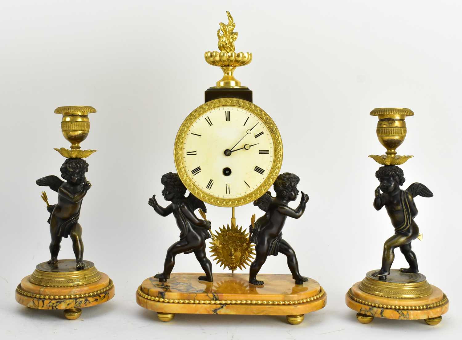 Lot 20 - MALLETT & SON, LONDON - 19TH CENTURY GARNITURE DE CHEMINEE - MANTEL CLOCK