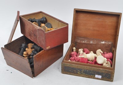 Lot 259 - SET OF THREE WOODEN AND PLASTIC CHESS SETS