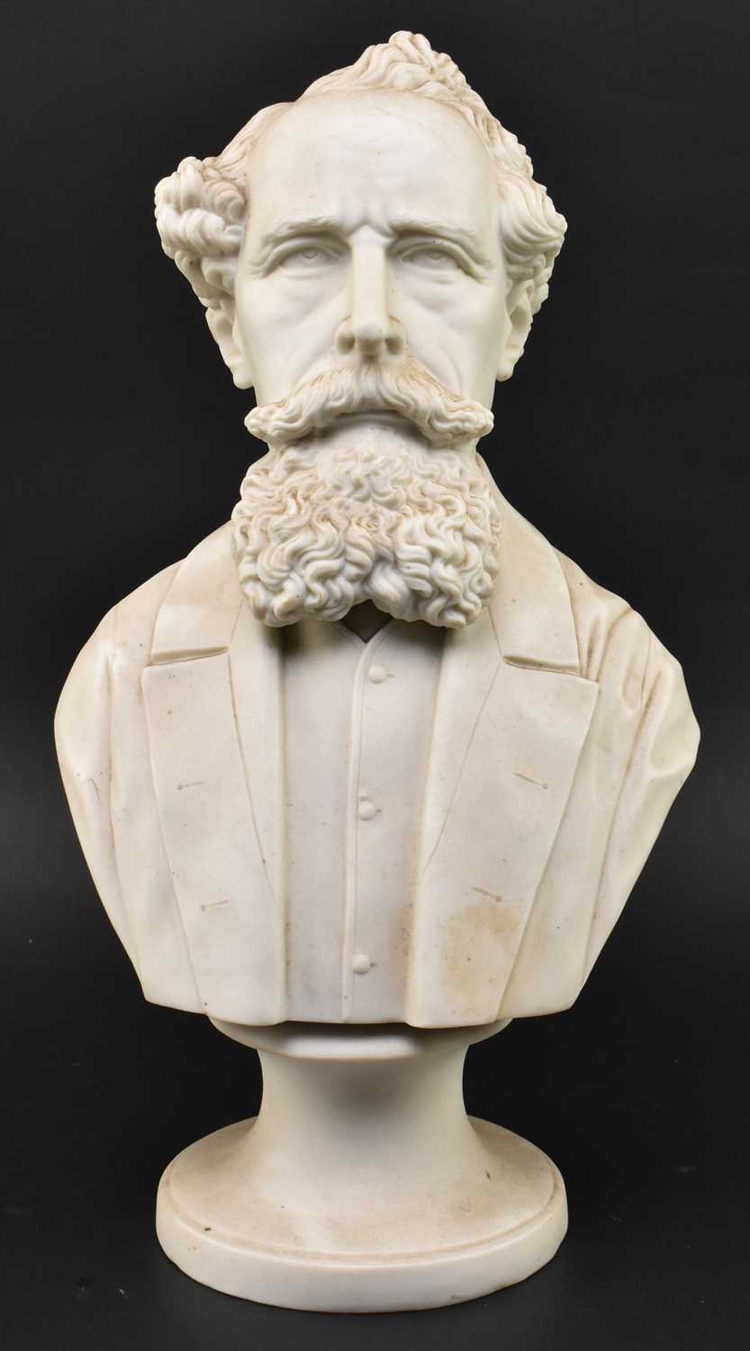 Lot 168 - VICTORIAN LATE 19TH CENTURY PARIAN WARE BUST OF CHARLES DICKENS