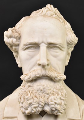 Lot 168 - VICTORIAN LATE 19TH CENTURY PARIAN WARE BUST OF CHARLES DICKENS