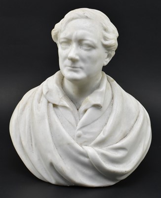 Lot 160 - 19TH CENTURY HAND CARVED MARBLE BUST OF LORD BYRON