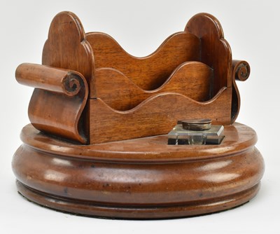 Lot 66 - 19TH CENTURY CARVED MAHOGANY CIRCULAR DESK STATIONARY TIDY