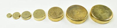 Lot 162 - S. MORDAN & CO, LONDON - SET OF 19TH CENTURY BRASS & OAK POSTAL SCALES
