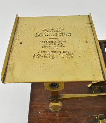 Lot 162 - S. MORDAN & CO, LONDON - SET OF 19TH CENTURY BRASS & OAK POSTAL SCALES
