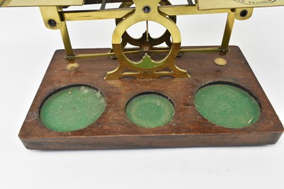 Lot 162 - S. MORDAN & CO, LONDON - SET OF 19TH CENTURY BRASS & OAK POSTAL SCALES