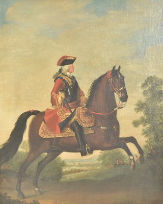 Lot 500 - CIRCLE OF DAVID MORIER (C. 1705-1770) - EQUESTRIAN PORTRAIT OF KING GEORGE II