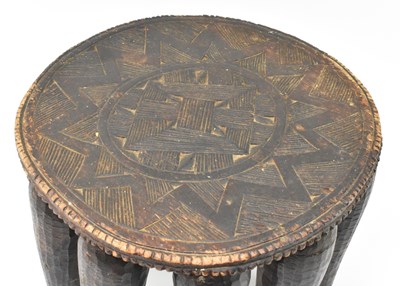 Lot 287 - NIGERIAN TRIBAL CARVED HARDWOOD NUPE STOOL WITH ELEVEN LEGS