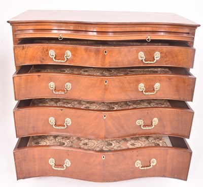 Lot 395 - GEORGE III 19TH CENTURY MAHOGANY SERPENTINE FRONT CHEST OF DRAWERS
