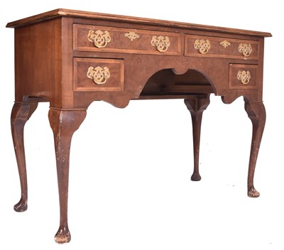 Lot 392 - GEORGE III BURR WALNUT VENEERED KNEEHOLE WRITING DESK