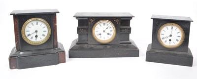 Lot 266 - THREE VICTORIAN 19TH CENTURY SLATE MANTEL CLOCKS