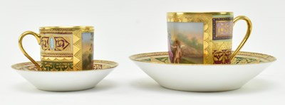 Lot 180 - TWO EARLY 19TH CENTURY ROYAL VIENNA STYLE TEACUP & SAUCERS