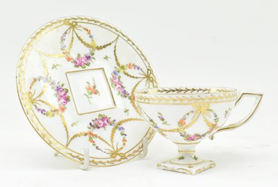 Lot 185 - 19TH CENTURY DRESDEN PORCELAIN HAND PAINTED TEACUP & SAUCER