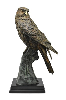 Lot 6 - CAST BRONZE FIGURE OF AN EAGLE RAISED ON HANDLER'S GLOVE