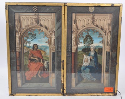 Lot 274 - VINTAGE 20TH CENTURY TRIPTYCH COLOUR PRINT WITH DOORS