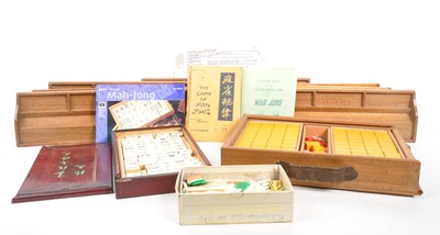 Lot 295 - 20TH CENTURY MAHJONG SETS WITH WOODEN RACKS & INSTRUCTIONS