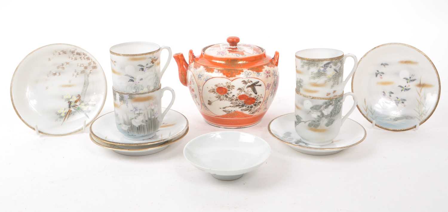 Lot 55 - EARLY 20TH CENTURY EGG PORCELAIN JAPANESE TEA SET W/ PIN DISH