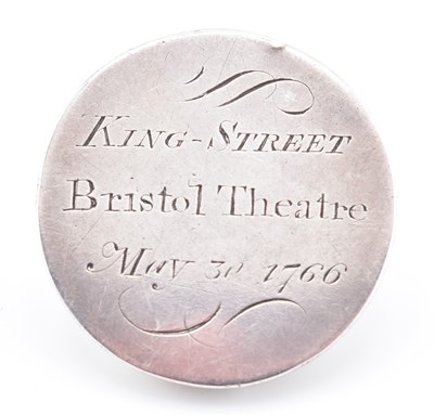 Lot 9 - 1766 BRISTOL THEATRE OLD VIC SILVER TICKET