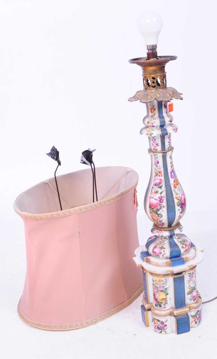 Lot 60 - TALL PORCELAIN TABLE LAMP AND SHADE